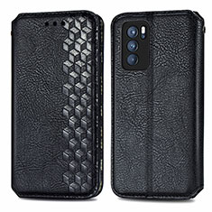 Leather Case Stands Flip Cover Holder S01D for Oppo Reno6 Pro 5G India Black