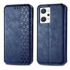 Leather Case Stands Flip Cover Holder S01D for Oppo Reno7 A Blue