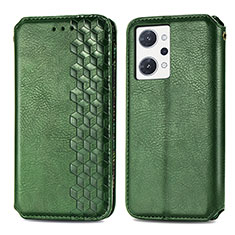 Leather Case Stands Flip Cover Holder S01D for Oppo Reno7 A Green