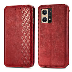Leather Case Stands Flip Cover Holder S01D for Oppo Reno8 4G Red