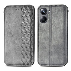 Leather Case Stands Flip Cover Holder S01D for Realme 10 Pro 5G Gray