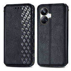 Leather Case Stands Flip Cover Holder S01D for Realme 10 Pro+ Plus 5G Black