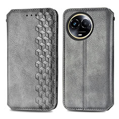 Leather Case Stands Flip Cover Holder S01D for Realme 11 5G Gray