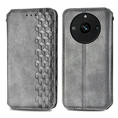 Leather Case Stands Flip Cover Holder S01D for Realme 11 Pro+ Plus 5G Gray