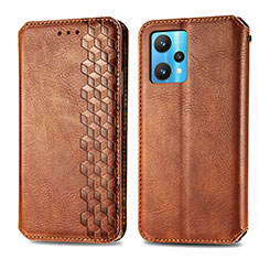 Leather Case Stands Flip Cover Holder S01D for Realme 9 5G Brown