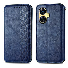 Leather Case Stands Flip Cover Holder S01D for Realme Narzo N55 Blue