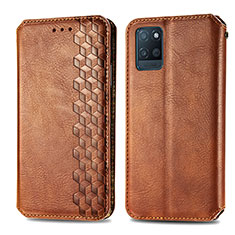Leather Case Stands Flip Cover Holder S01D for Realme V11s 5G Brown