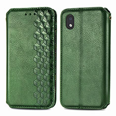 Leather Case Stands Flip Cover Holder S01D for Samsung Galaxy A01 Core Green