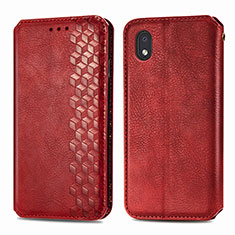 Leather Case Stands Flip Cover Holder S01D for Samsung Galaxy A01 Core Red