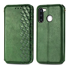 Leather Case Stands Flip Cover Holder S01D for Samsung Galaxy A21 European Green