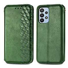 Leather Case Stands Flip Cover Holder S01D for Samsung Galaxy A23 5G Green