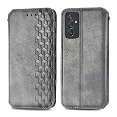Leather Case Stands Flip Cover Holder S01D for Samsung Galaxy A25 5G Gray