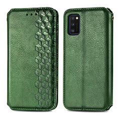 Leather Case Stands Flip Cover Holder S01D for Samsung Galaxy A41 Green