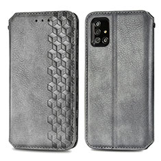 Leather Case Stands Flip Cover Holder S01D for Samsung Galaxy A51 4G Gray