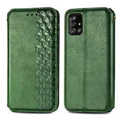 Leather Case Stands Flip Cover Holder S01D for Samsung Galaxy A51 4G Green