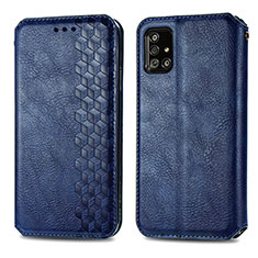 Leather Case Stands Flip Cover Holder S01D for Samsung Galaxy A51 5G Blue