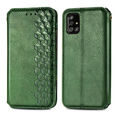 Leather Case Stands Flip Cover Holder S01D for Samsung Galaxy A51 5G Green