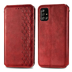 Leather Case Stands Flip Cover Holder S01D for Samsung Galaxy A51 5G Red