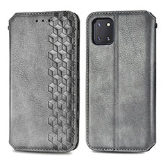 Leather Case Stands Flip Cover Holder S01D for Samsung Galaxy A81 Gray