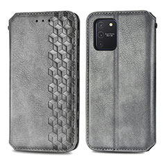 Leather Case Stands Flip Cover Holder S01D for Samsung Galaxy A91 Gray