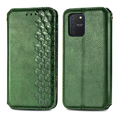 Leather Case Stands Flip Cover Holder S01D for Samsung Galaxy A91 Green