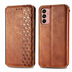 Leather Case Stands Flip Cover Holder S01D for Samsung Galaxy F13 4G Brown