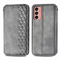Leather Case Stands Flip Cover Holder S01D for Samsung Galaxy F13 4G Gray