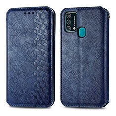Leather Case Stands Flip Cover Holder S01D for Samsung Galaxy F41 Blue