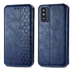 Leather Case Stands Flip Cover Holder S01D for Samsung Galaxy F52 5G Blue