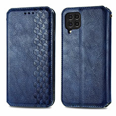 Leather Case Stands Flip Cover Holder S01D for Samsung Galaxy F62 5G Blue