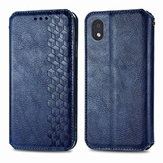 Leather Case Stands Flip Cover Holder S01D for Samsung Galaxy M01 Core Blue