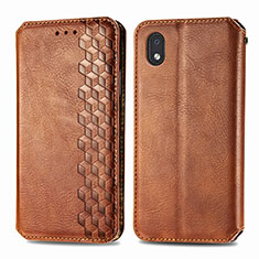 Leather Case Stands Flip Cover Holder S01D for Samsung Galaxy M01 Core Brown
