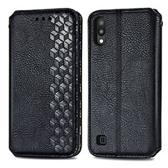 Leather Case Stands Flip Cover Holder S01D for Samsung Galaxy M10 Black