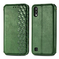 Leather Case Stands Flip Cover Holder S01D for Samsung Galaxy M10 Green
