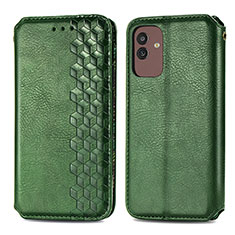 Leather Case Stands Flip Cover Holder S01D for Samsung Galaxy M13 5G Green