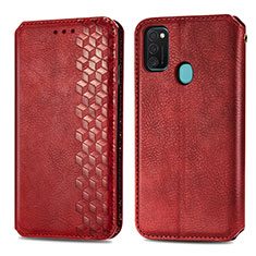 Leather Case Stands Flip Cover Holder S01D for Samsung Galaxy M21 Red