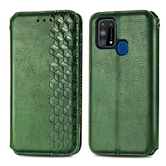 Leather Case Stands Flip Cover Holder S01D for Samsung Galaxy M21s Green