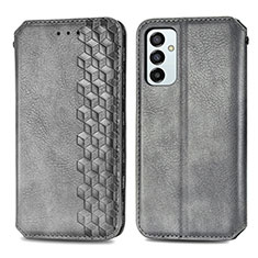 Leather Case Stands Flip Cover Holder S01D for Samsung Galaxy M23 5G Gray