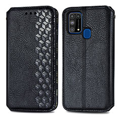 Leather Case Stands Flip Cover Holder S01D for Samsung Galaxy M31 Black