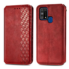 Leather Case Stands Flip Cover Holder S01D for Samsung Galaxy M31 Prime Edition Red