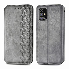 Leather Case Stands Flip Cover Holder S01D for Samsung Galaxy M31s Gray