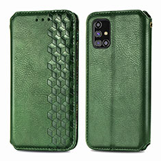 Leather Case Stands Flip Cover Holder S01D for Samsung Galaxy M31s Green