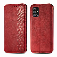Leather Case Stands Flip Cover Holder S01D for Samsung Galaxy M31s Red