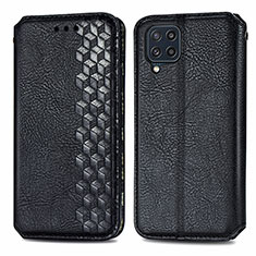 Leather Case Stands Flip Cover Holder S01D for Samsung Galaxy M32 4G Black