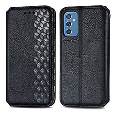 Leather Case Stands Flip Cover Holder S01D for Samsung Galaxy M52 5G Black