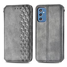 Leather Case Stands Flip Cover Holder S01D for Samsung Galaxy M52 5G Gray