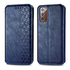 Leather Case Stands Flip Cover Holder S01D for Samsung Galaxy Note 20 5G Blue