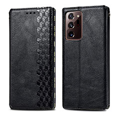 Leather Case Stands Flip Cover Holder S01D for Samsung Galaxy Note 20 Ultra 5G Black