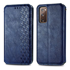 Leather Case Stands Flip Cover Holder S01D for Samsung Galaxy S20 FE (2022) 5G Blue