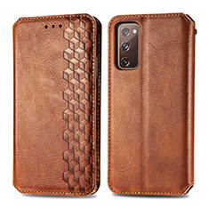 Leather Case Stands Flip Cover Holder S01D for Samsung Galaxy S20 FE (2022) 5G Brown
